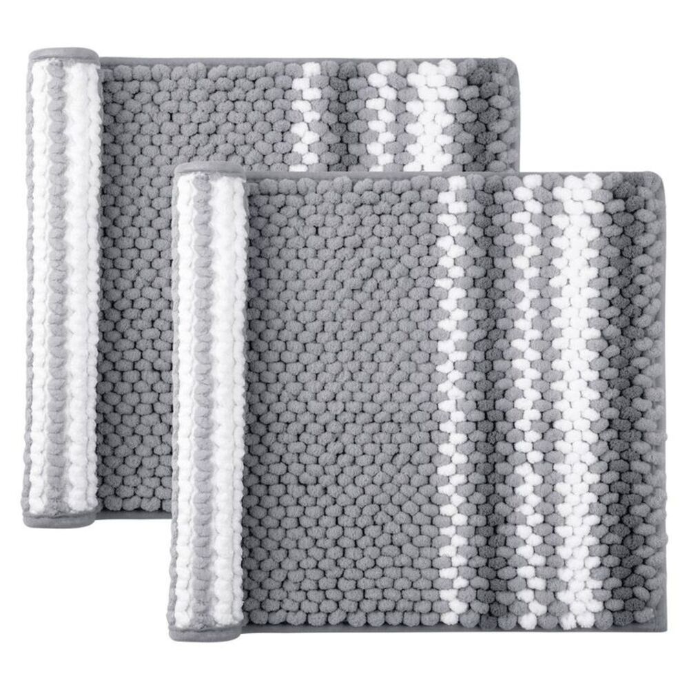 Open Box - PiccoCasa -  Chenille Extra Soft Fluffy No Gray and White